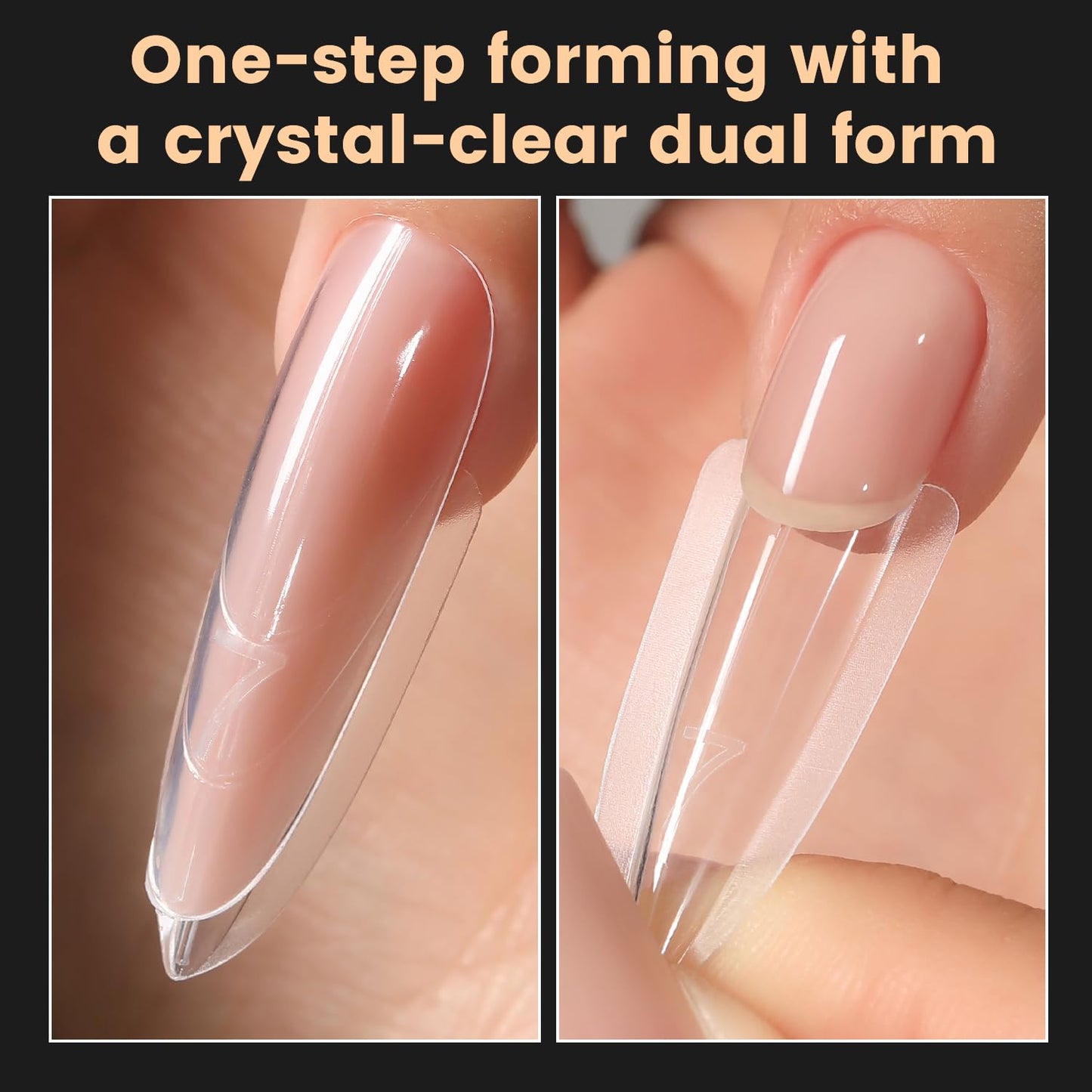 240Pcs Sandwich Nails Dual Forms,Nail Mold for DIY Quick Nails Extension, 15 Sizes Clear Plastic Form for Salon Manicures at Home（ZM-W555-Long Coffin）