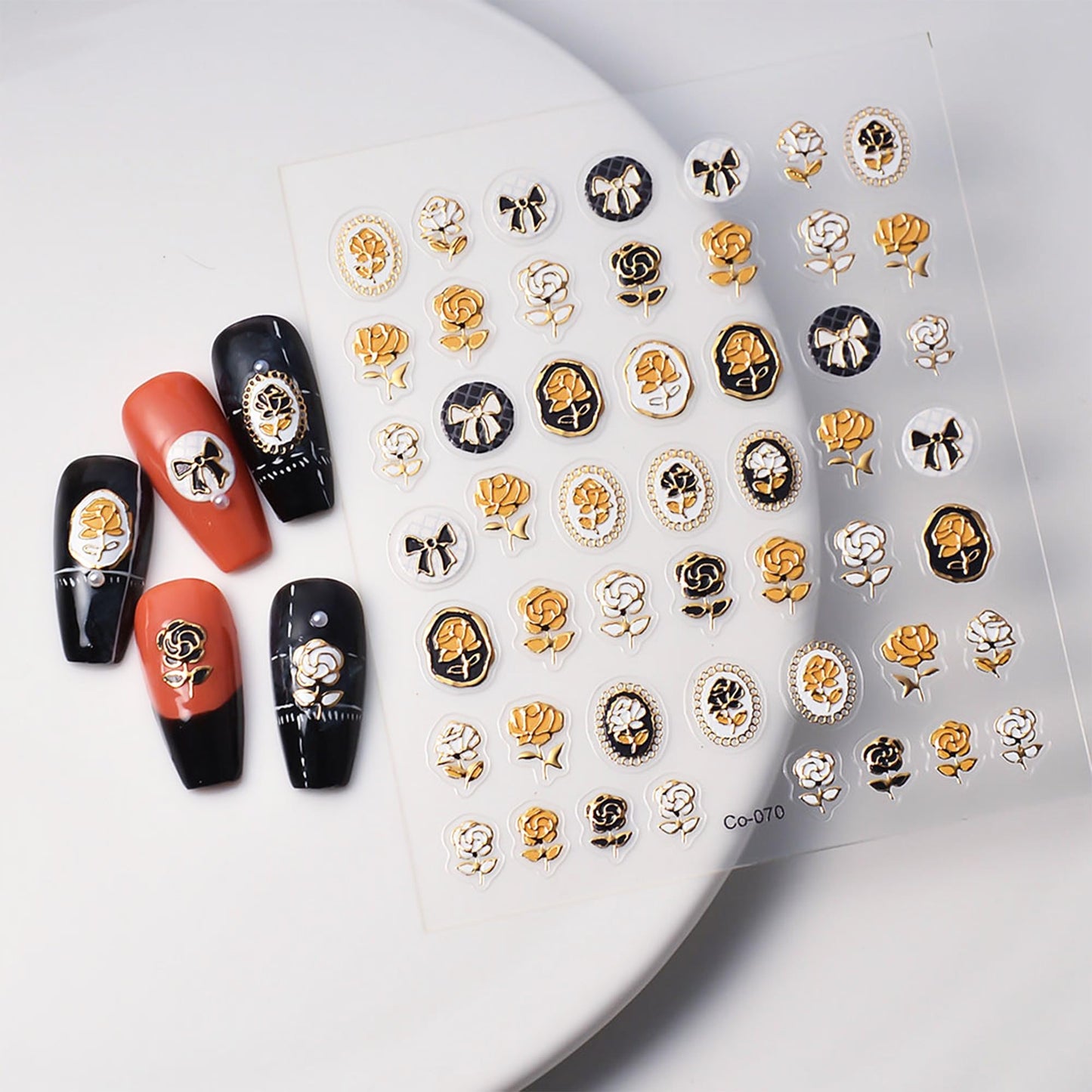 4-Sheet 3D Nail Art Stickers Set – Cute Ducks, Bohemian Patterns, Celestial Magic & Elegant Camellias – 160-200 Pre-Cut Self-Adhesive Nail Decals for DIY & Salon Manicures