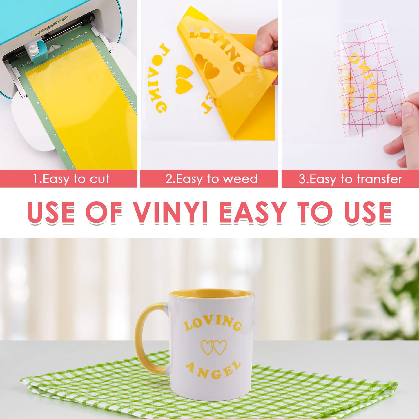 HTVRONT 38PCS Accessories Bundle Compatible with Cricut Joy, Accessories and Supplies Include Heat Transfer, Adhesive Vinyl Sheets, Insert Cards Set, Cutting Mat and Weeding Tools for Starter Kit