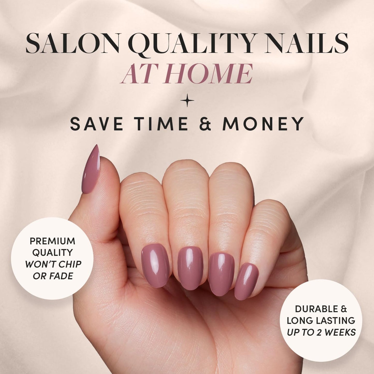 Glamnetic Press-On Nails Bundle - Red Bottom, Fall Mauve & Goal Digger | Red Accent Dual Side Medium Almond Fake Nails | Natural Short Round False Nails with Gold Foil | Muted Blush Mauve Short Oval F