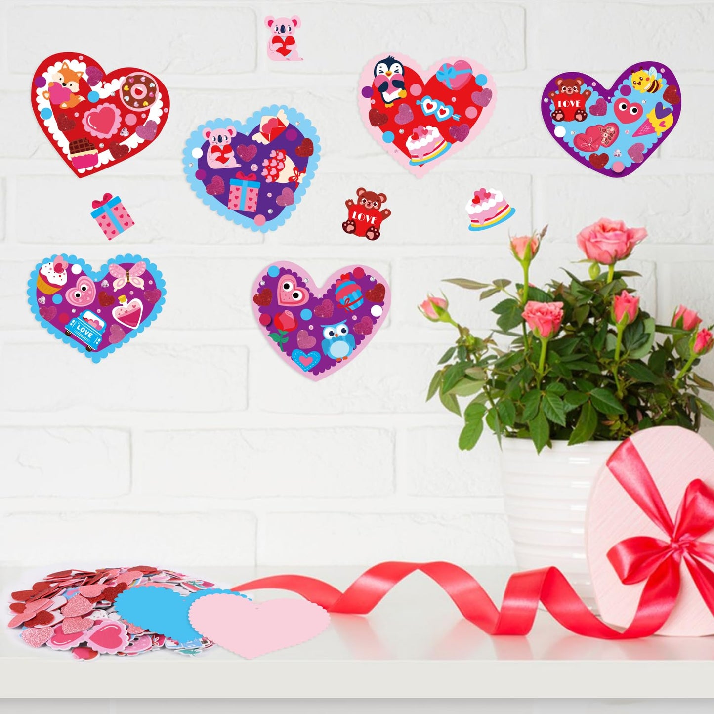 CCINEE 24 Sets Valentine's Day Heart Craft Kits DIY Heart Craft Set for School Gift Valentine's Day Wedding DIY Craft Supplies