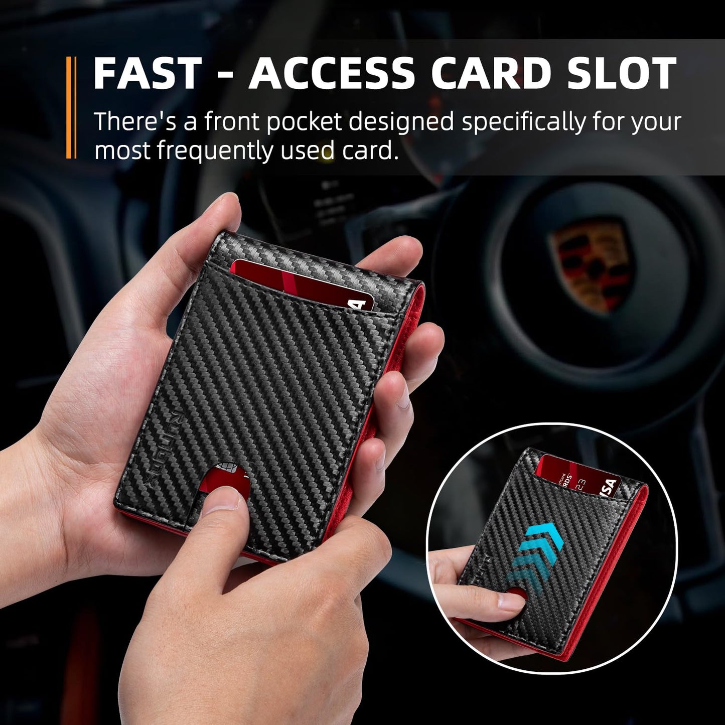 RUNBOX Wallet for Men RFID Blocking 11 Card Holder Minimalist Small Leather Bifold Men's Front Pocket Wallet Gift Box