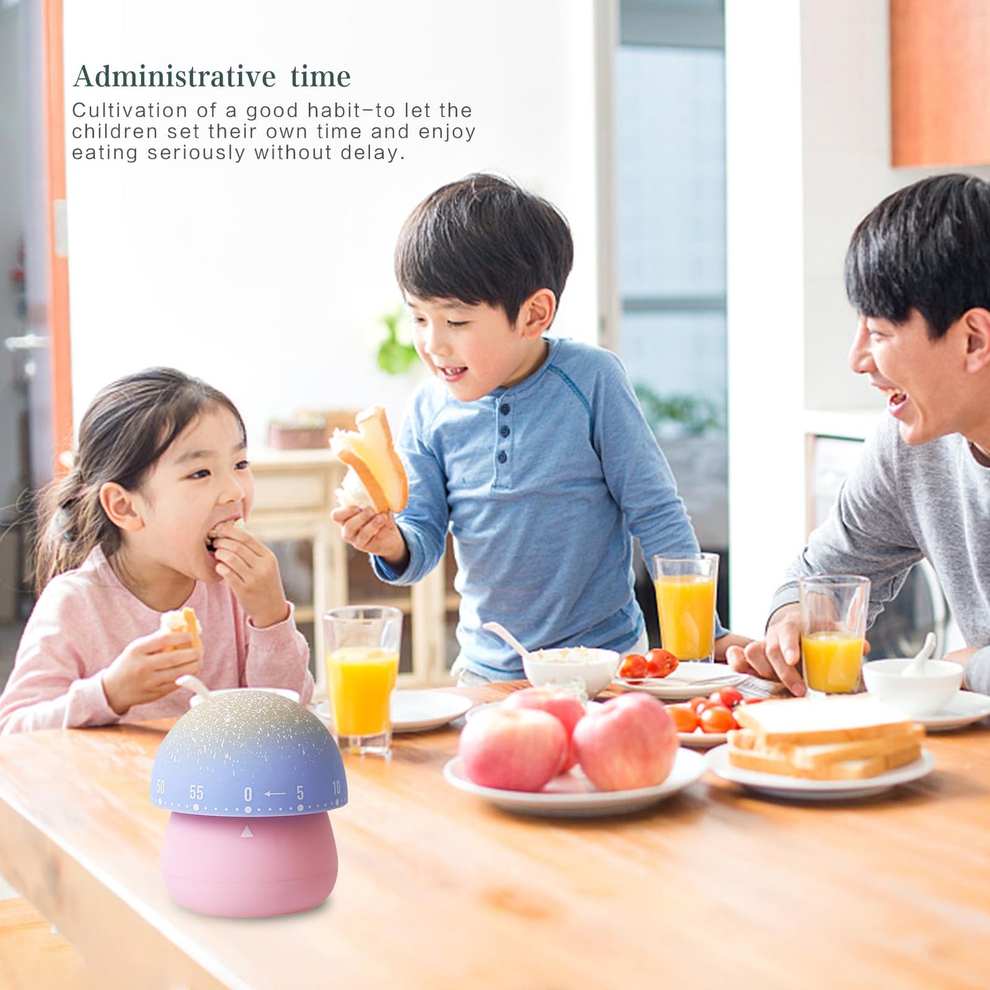 ELE DEPI 2 Pack Cute Kitchen Timer,100% Mechanical Egg Timer for Kids,60 Minutes Wind up Timer for Cooking/Reading/Do Sports. (Mushrooms)