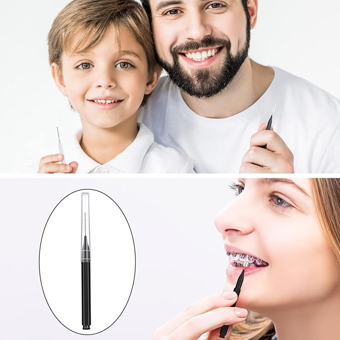 Patelai 100 Pieces Braces Brush for Cleaner Interdental Brush Toothpick Dental Tooth Flossing Head Oral Dental Hygiene Flosser Toothpick Cleaners Tooth Cleaning Tool (Black, White)