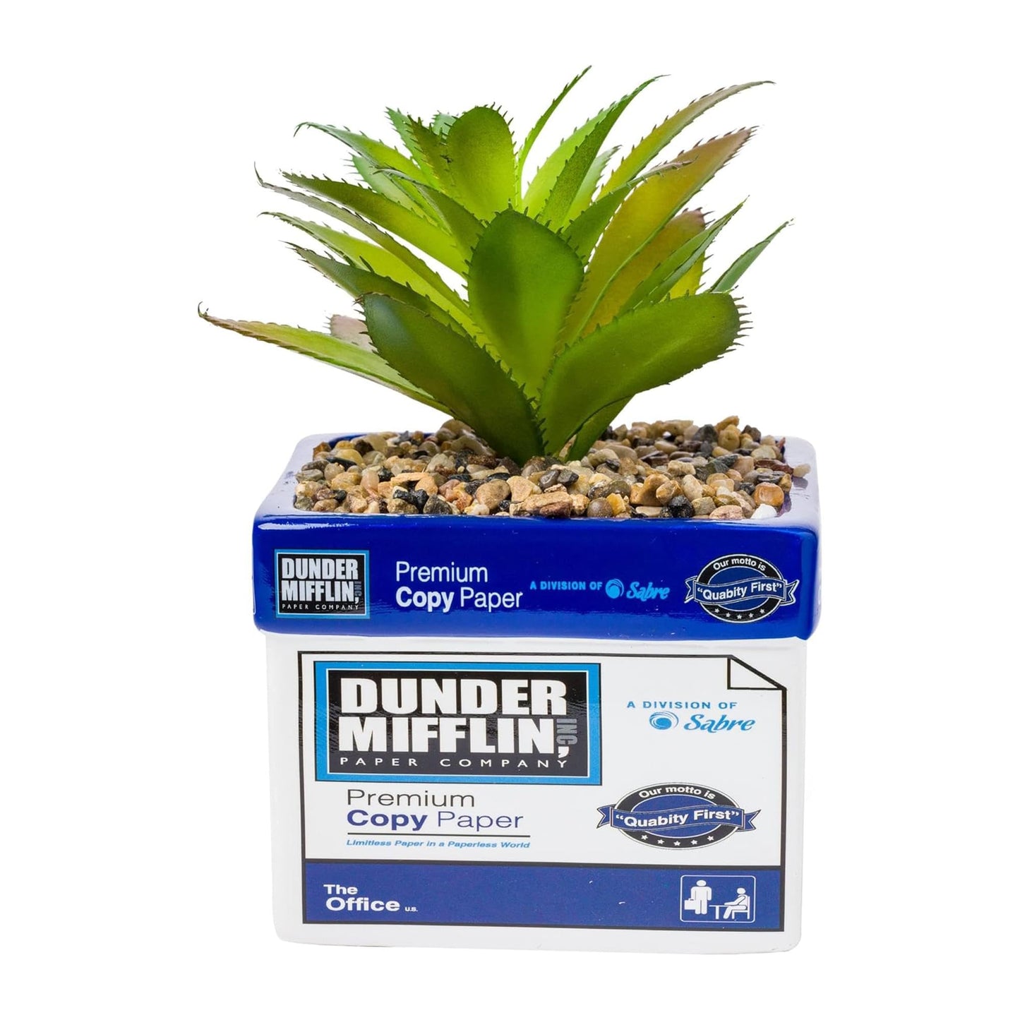 Silver Buffalo The Office Dunder Mifflin Paper Box Decorative Artificial Faux Greenery Plant in Ceramic