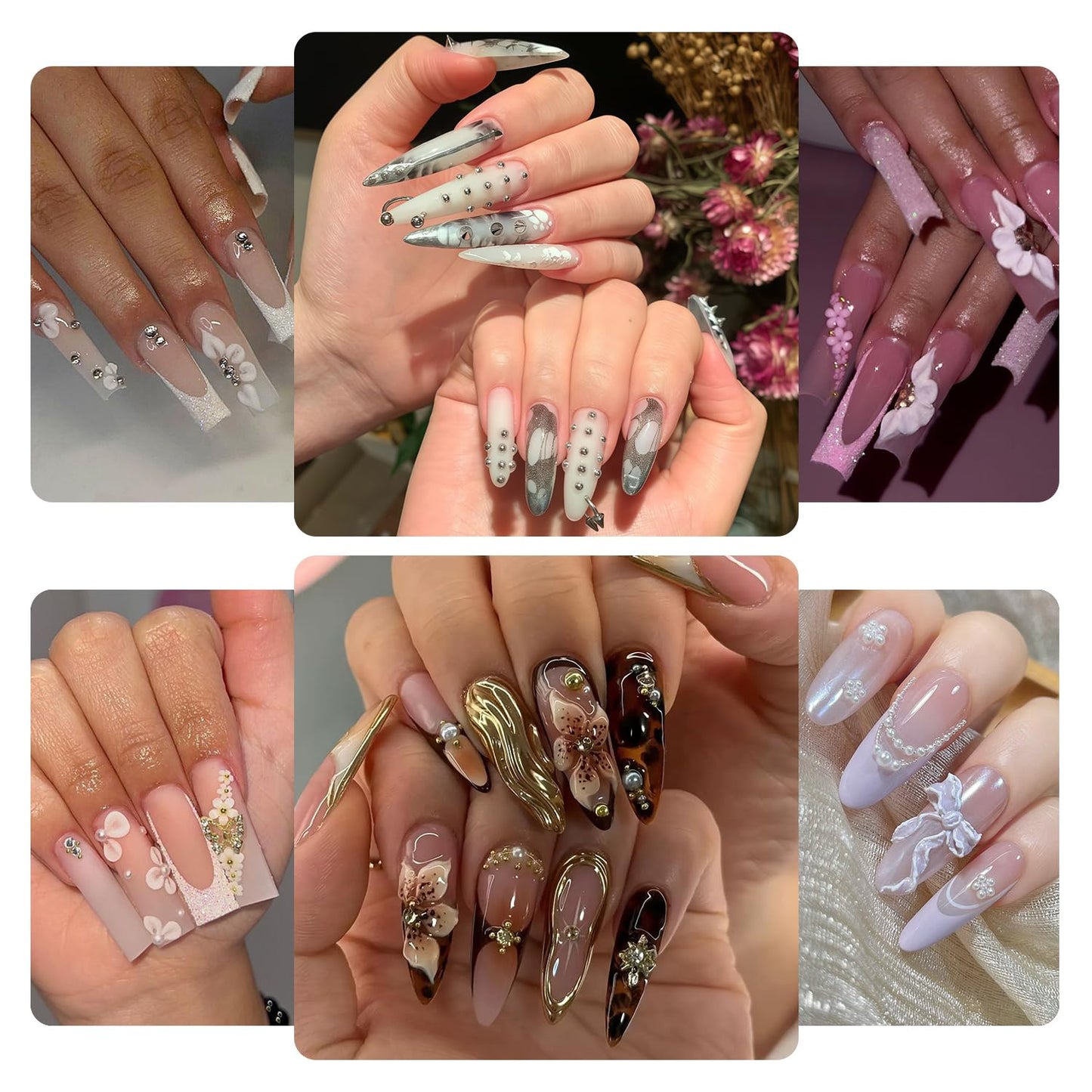 GZMAYUEN Nail Decoration Kits, Nail Art Brushes Set, Nail Charms, Nail Art Dotting Pens, Flowder Nail Stickers, Rhinestones For Nails