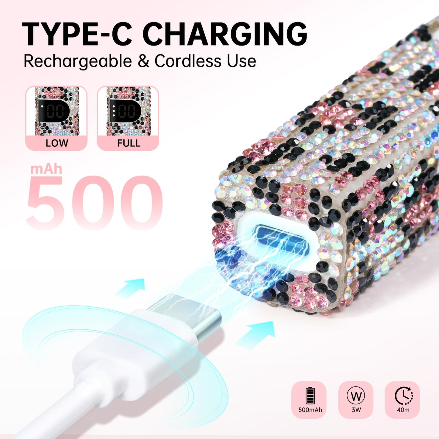 CHRISTINE SHELLY Handheld UV Light for Gel Nails,Mini LED Cordless Nail Lamp for Gel Nail Polish,Portable Flash Cure Lamp,Rechargeable USB Nail Dryer with LCD Display Fast Curing Home DIY