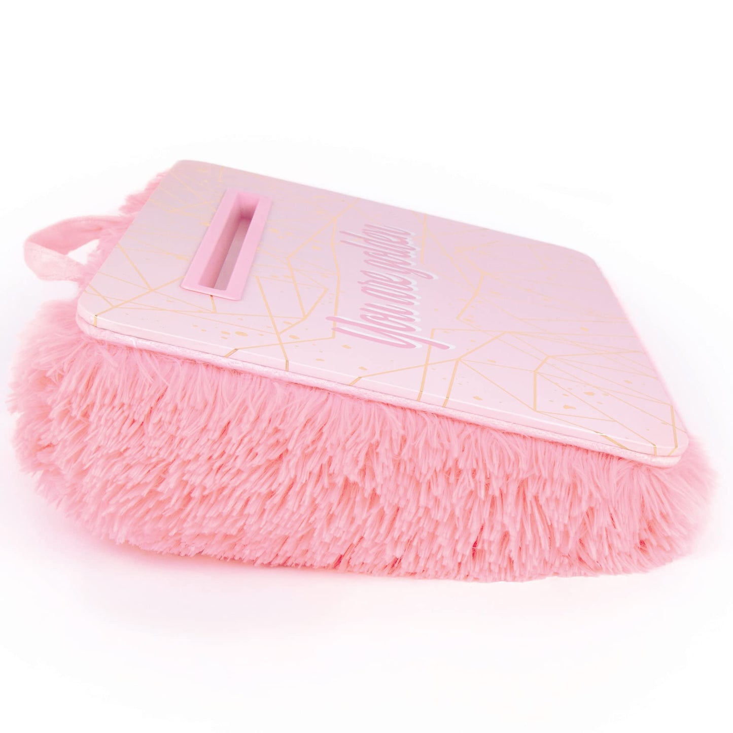 3C4G Pink & Gold Deluxe Fur Lap Desk, Take Tech on The Go, Includes a Media Slot That Perfectly Holds Tablets & Phones, for Ages 6 and up by Make It Real