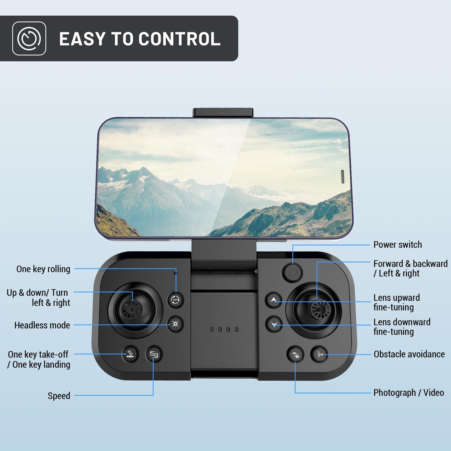 4K Drones with Camera for Kids,Drones for Adults withEmergency Stop, Headless Mode, 360° Flips, CarryingCase & 2 Batteries,Wireless RC Toys for Boys Girls(Black)