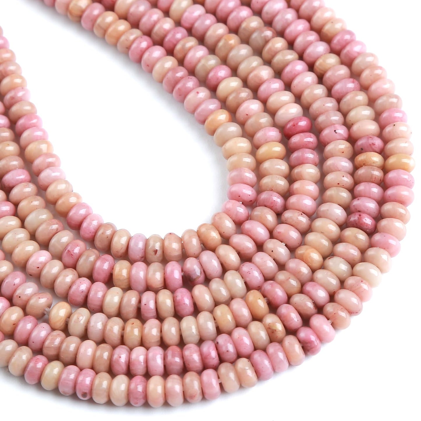 150PCS 2x4mm Natural Rhodochrosite Rondelle Beads Abacus Disk Stone Beads Round Loose Spacer Gemstone Beads for DIY Bracelet Necklace Jewelry Making