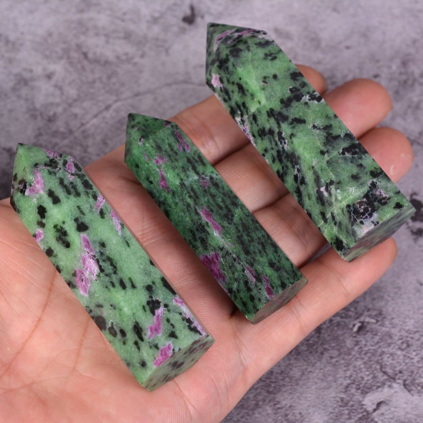 Large Green Ruby Zoisite Crystal Tower Healing Crystal Wand For Spiritual Use Hexagonal Point Reiki Chakra Gemstone Home Office Decor For Gift