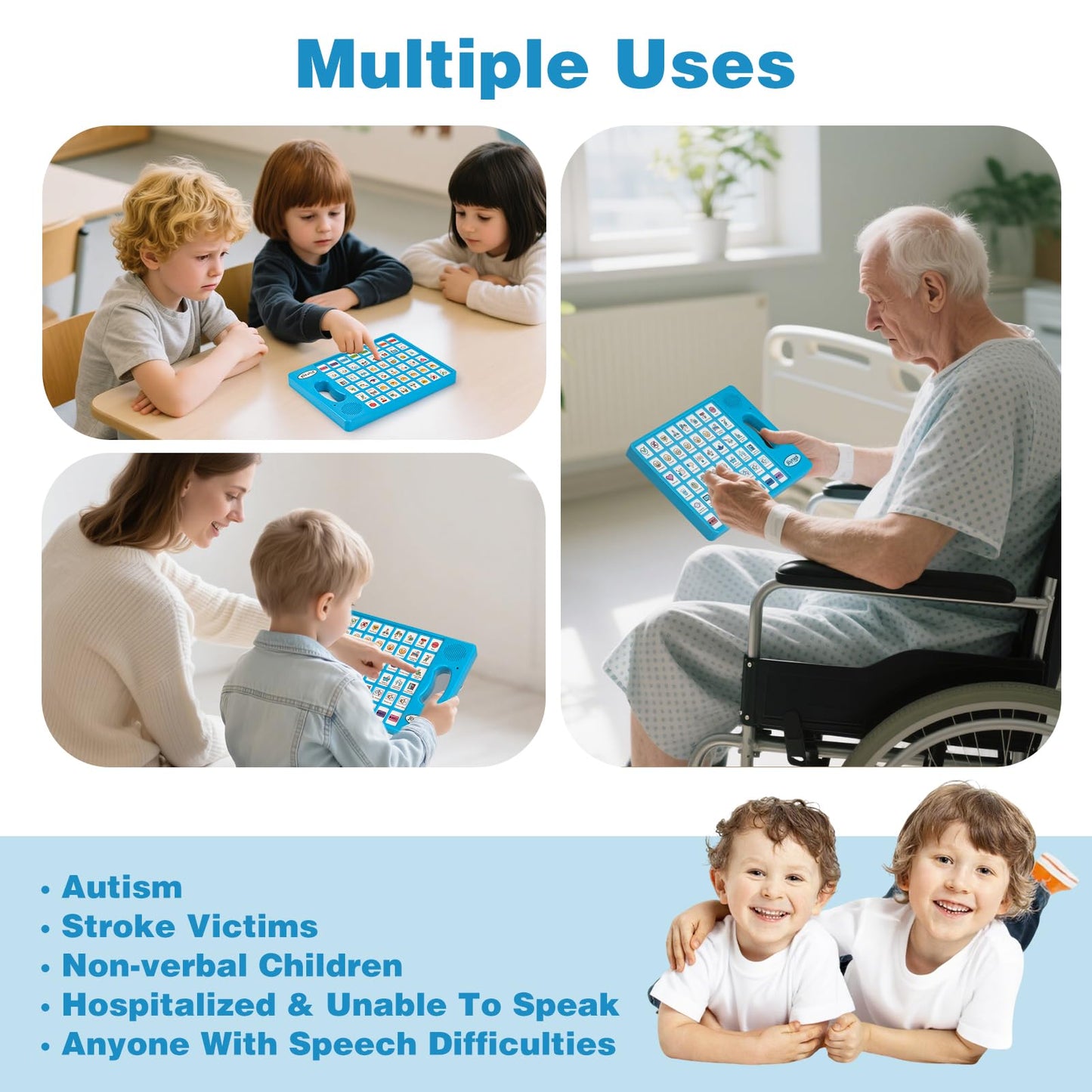 Joyreal AAC Device for Autism, Non Verbal Communication Tools for Speech Therapy & Stroke Rehab. Communication Tablet, Autism Talking Aids with 8 Programmable Buttons & Adjustable Volume