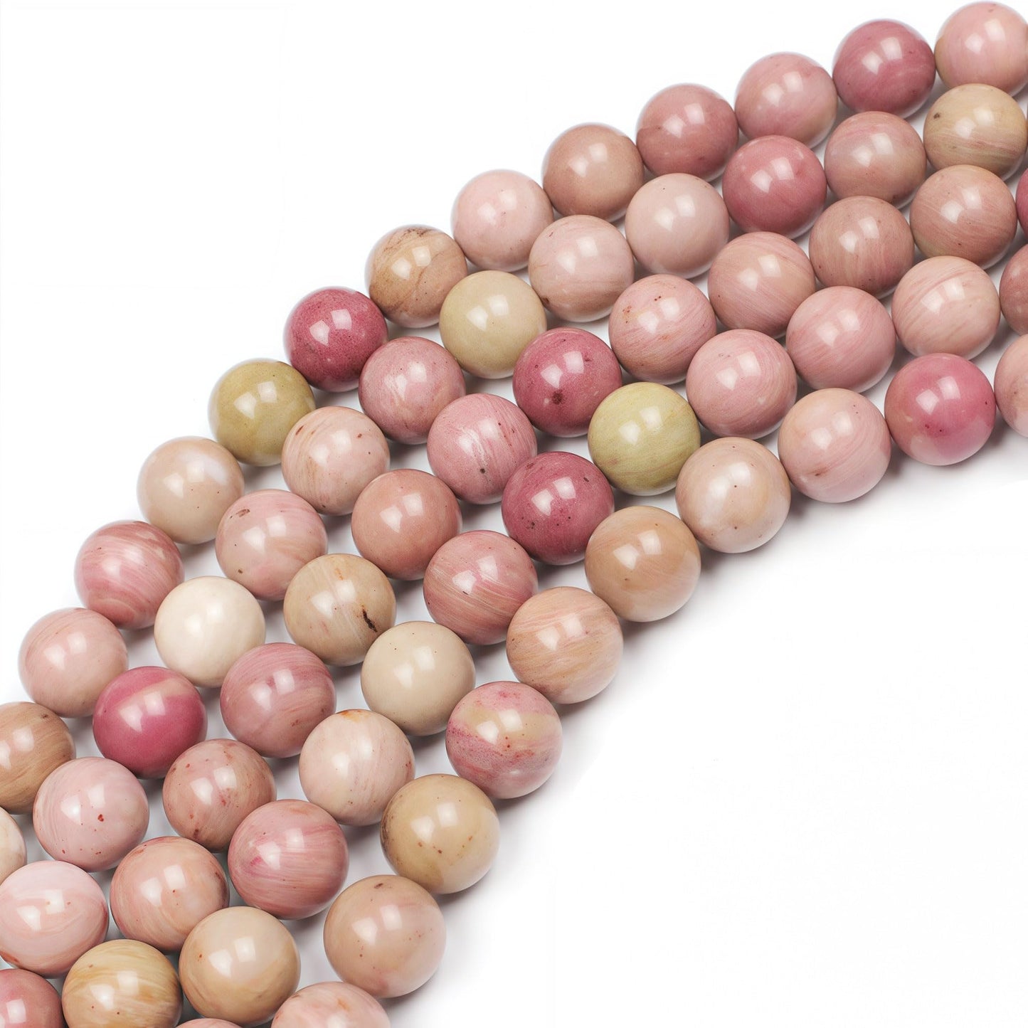 MJDCB Natural Red Stripes Rhodonite Round Stone Beads for Jewelry Making DIY Bracelet Necklace (6mm)