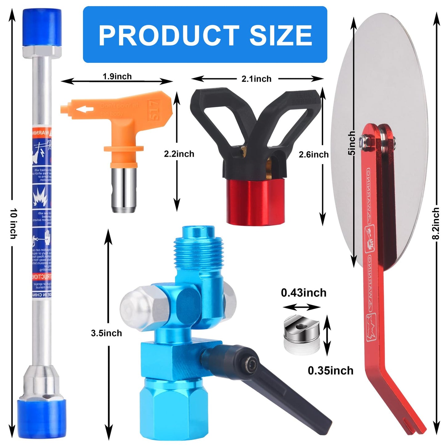 JWGJW Airless Spray Gun Guide Accessory Tool w/ 517 Tip 10 Inch Airless Extension Pole,Spray Guide Painting Tool for Graco Titan Airless Paint Sprayer Gun.