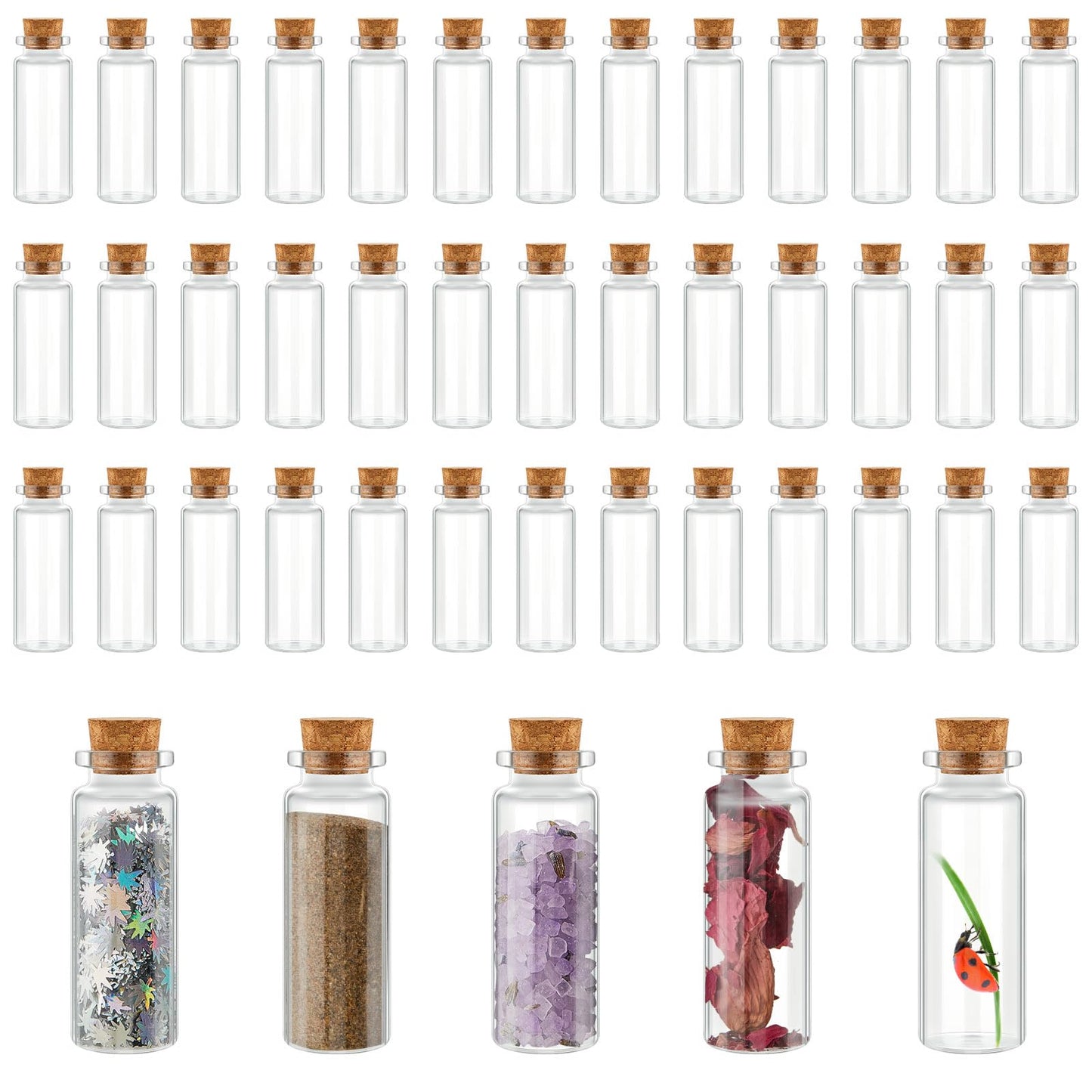 Bokon 200 Pack Mini Glass Jars with Lids 10 ml Small Glass Bottles for Crafts DIY Wedding Graduation Party Favors Message Storage Containers Bulk Tiny Vials for Gifts Decorations and Keepsake Use