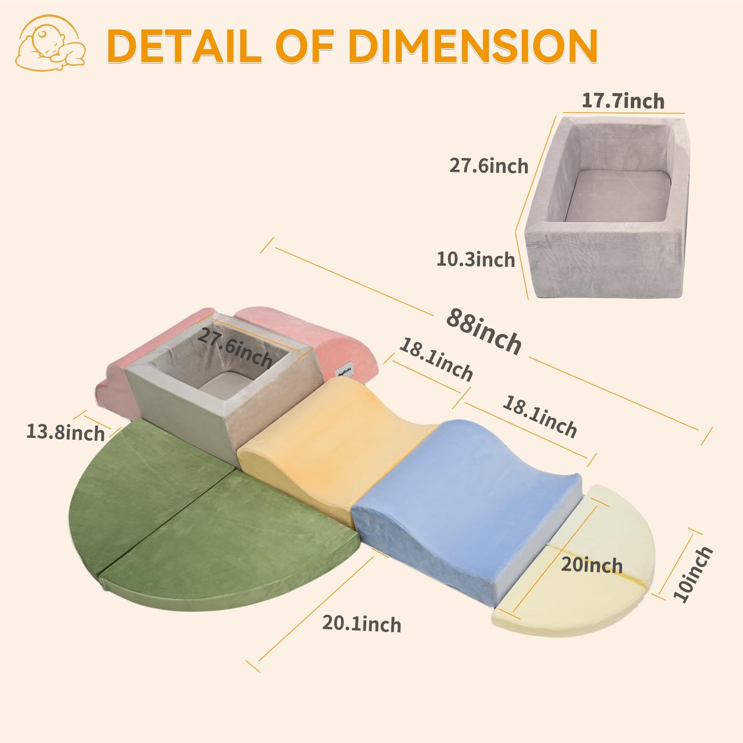 ANGELBECKE Foam Climbing Blocks with Ball Pit for Toddler, 9-Piece Soft Toddlers Climbing Toy Indoor for Kids Crawling, Soft Play Set Playground