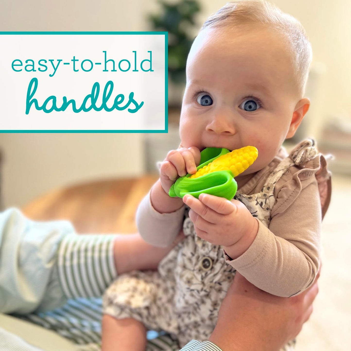 Infantino Lil’ Nibbles Textured Silicone Teethers, BPA-Free Baby Teething Toy, Soft, Easy to Hold, Sensory Stimulation for Infants, Carrot, Corn, Pea Pod, 3-Pack Set