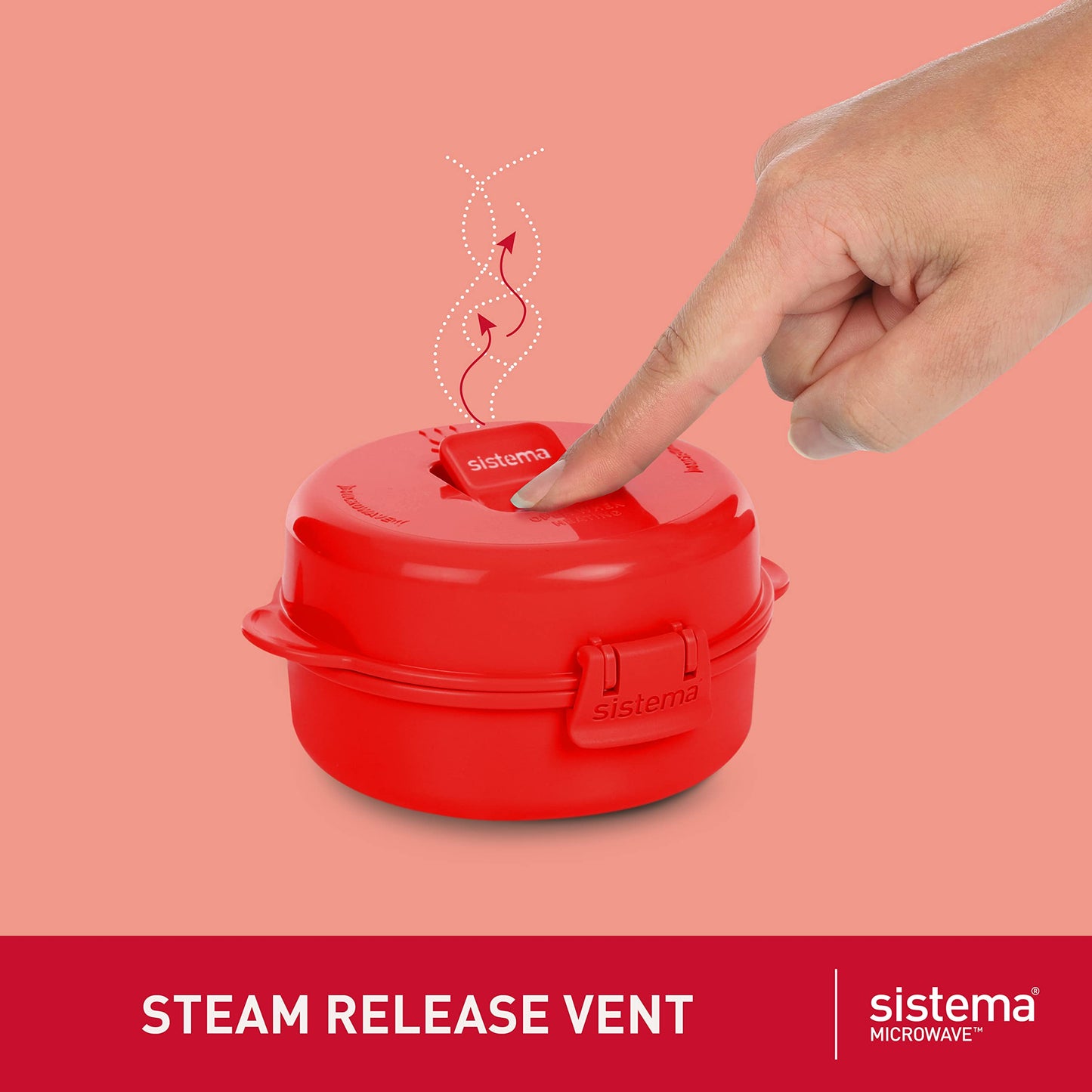 Sistema Easy Eggs Microwave Egg Cooker 270 ml Egg Poacher with Steam Release Vent BPA-Free Red 1 Count