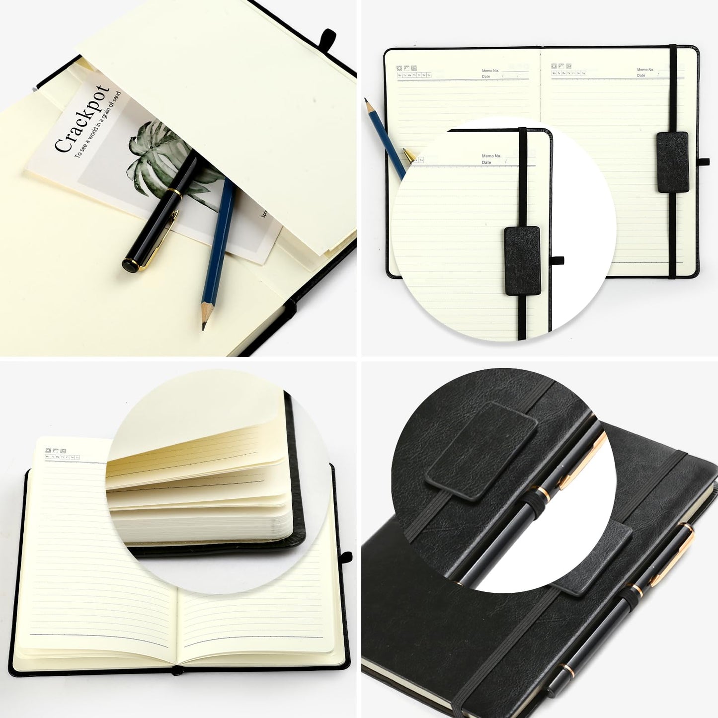 Kesoto College Ruled Hardcover Executive Writing Notebook Gift Set - A5 Lined Journal with Pen & Gift Box, 200 Pages, 8.3" x 5.8" Faux Leather, Black