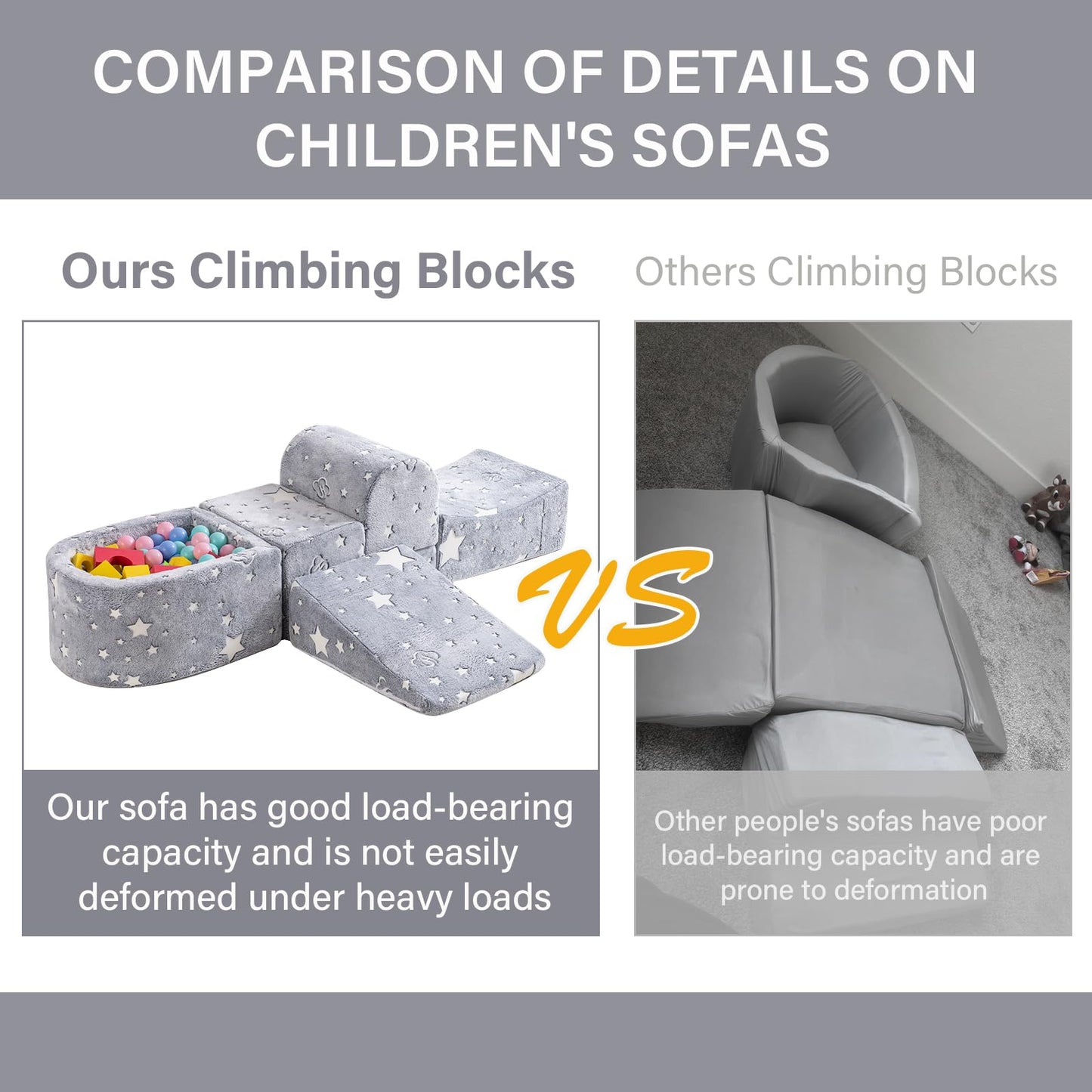 Tiita Baby Climb and Crawl Playset 5-Piece, Kids Foam Climbing Block with Small Ball Pit - Indoor Soft Play Climber for Playtime Fun, Grey Star, Green Dinosaur