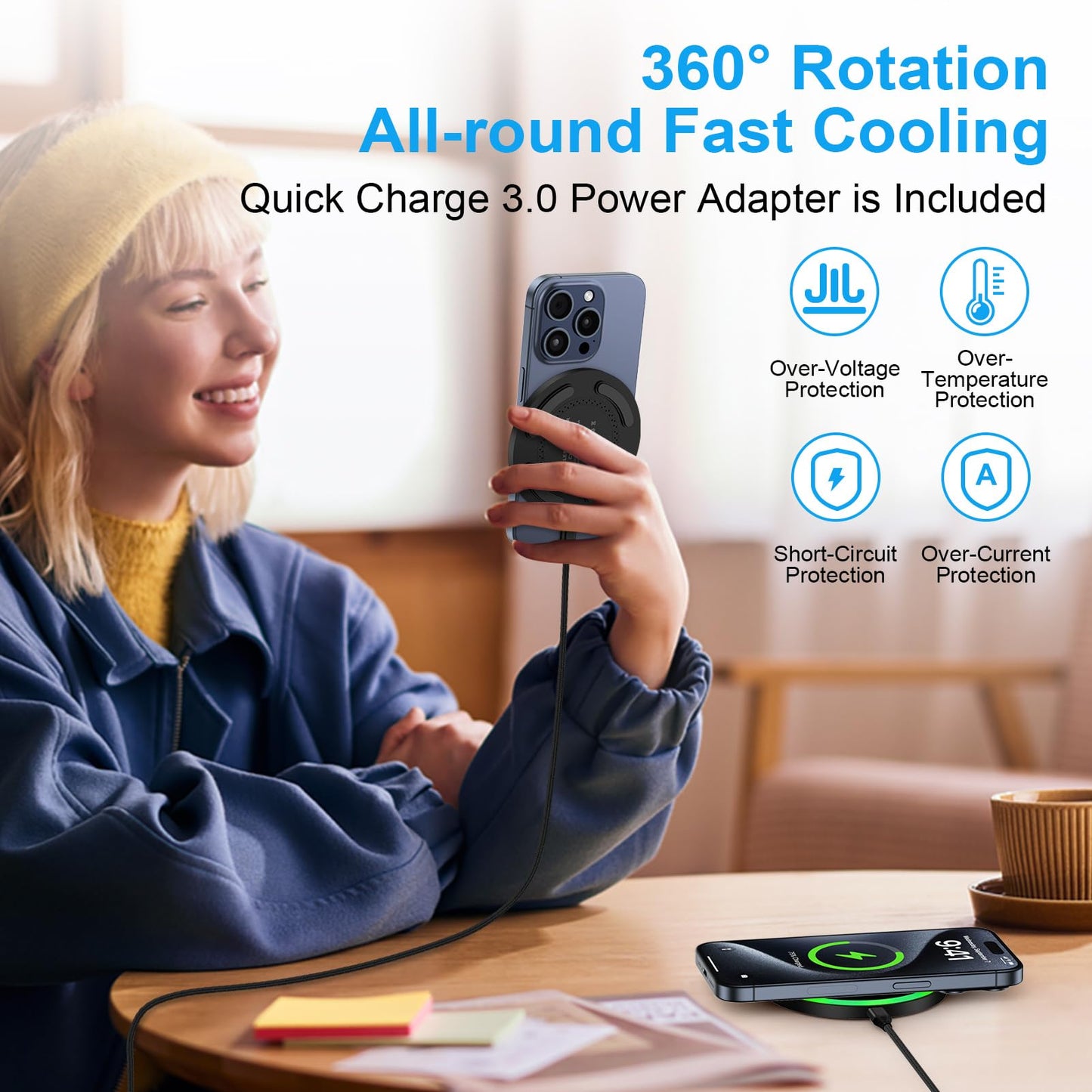 for Samsung Wireless Charger Fast Charging Pad for Samsung Galaxy S26 Ultra S25 FE S25 S24 Plus S23 Z Flip7,Android Phone Wireless Charging Station Cargador Inalámbrico Para for iPhone 17 with Adapter