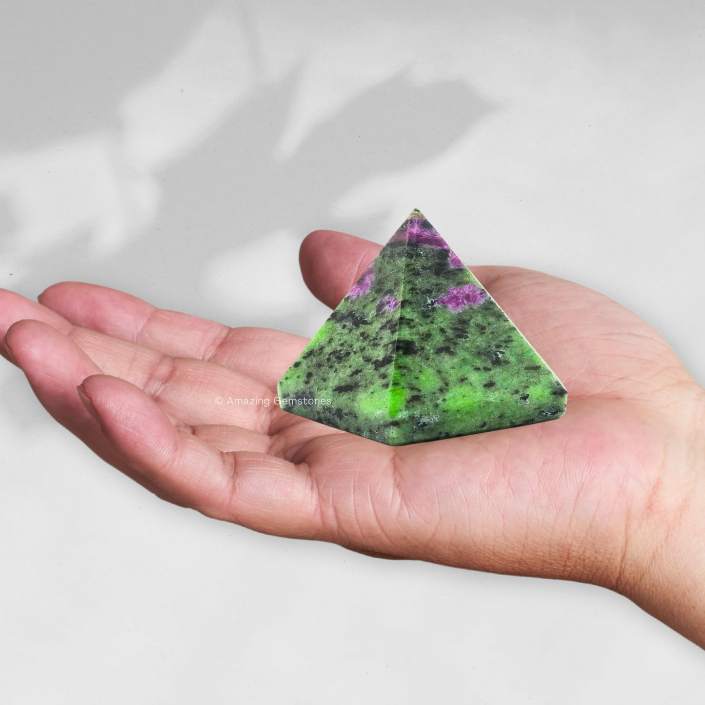 Amazing Gemstone Ruby Zoisite Pyramid Crystal Healing Stones - 1.5" Great Pyramid Figurine of Natural Stone Pyramid for Meditation, Reiki, Chakra Balancing and Crystal Pyramids Grid