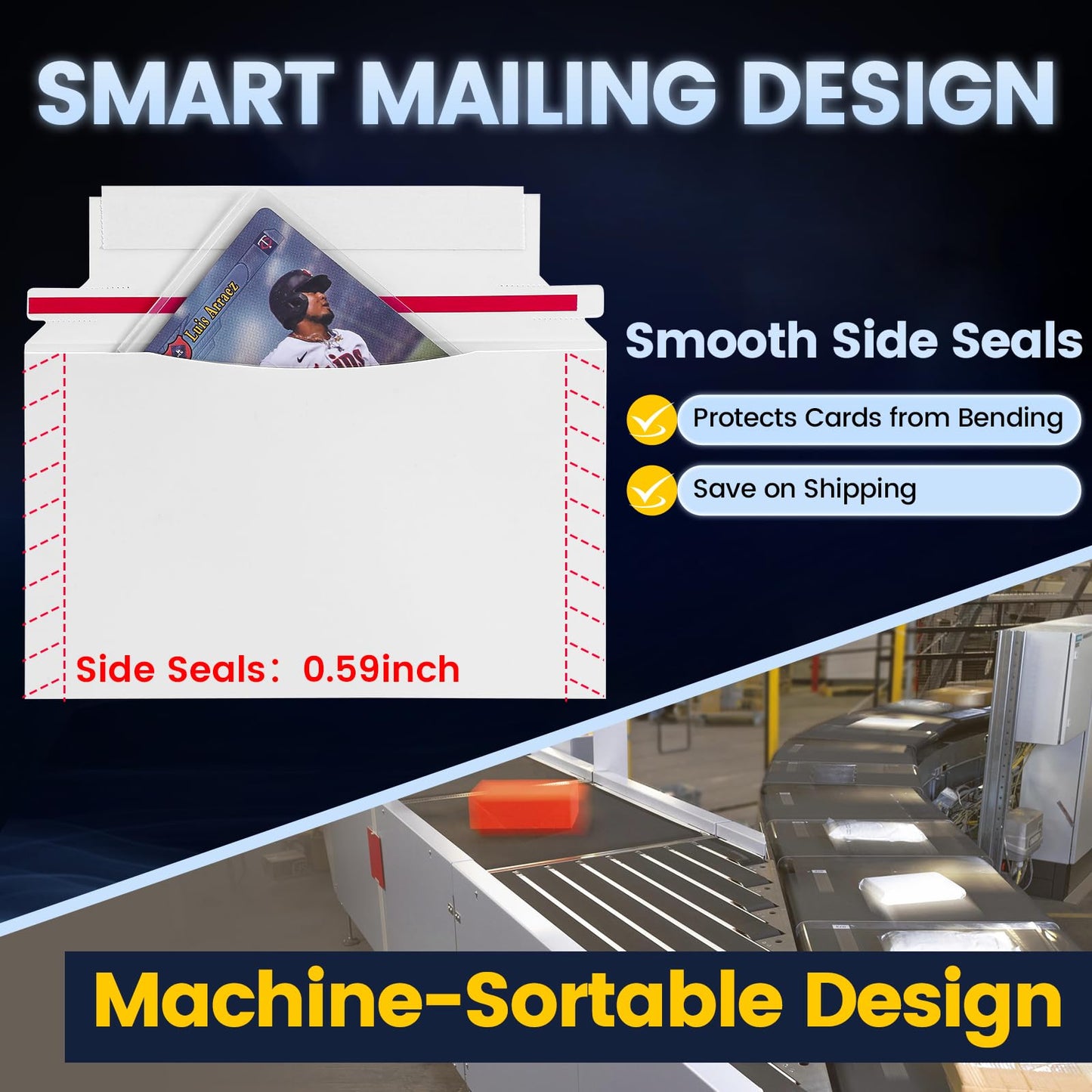 180 Pack Mailer Trading Card Envelopes，7" x 4.35" Trading Card Mailers for Shipping, Perfect Sized Shipping Envelope for Mailing Semi-Rigid and Toploaders, Protector Supplies.