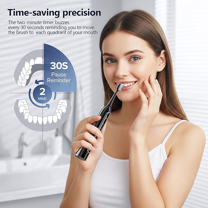 Water Flosser & Sonic Toothbrush Combo – 3 Toothbrush Modes & 5 Adjustable Flossing Speed for Complete Oral Care – IPX7 Waterproof, Fast Charging, Portable Travel Case (Black)