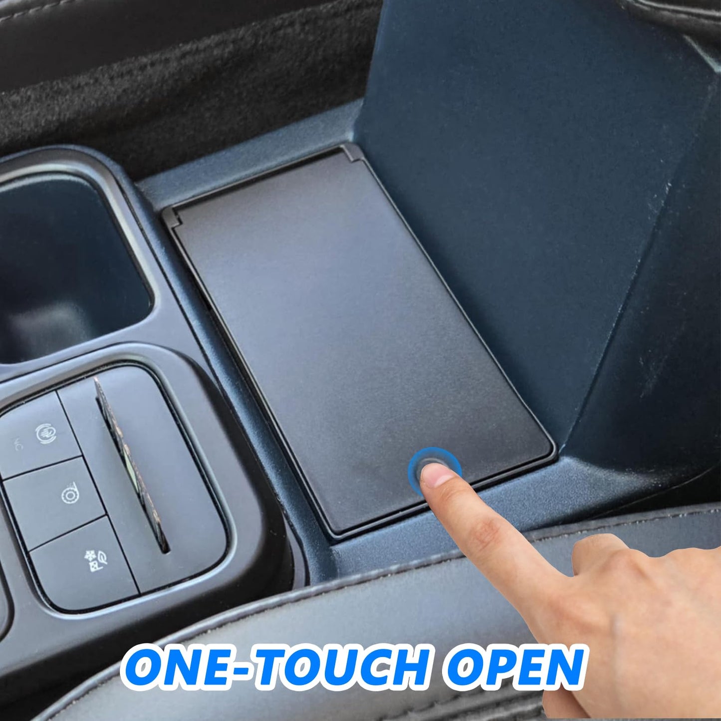 TOPINSTALL Console Hidden Storage Box Compatible with 2022-2026 Ford Maverick Accessories, Flip-Top Design Truck Organizer | One-Touch Open | Anti-Slip Mat | Secret Compartment | Premium ABS Plastic