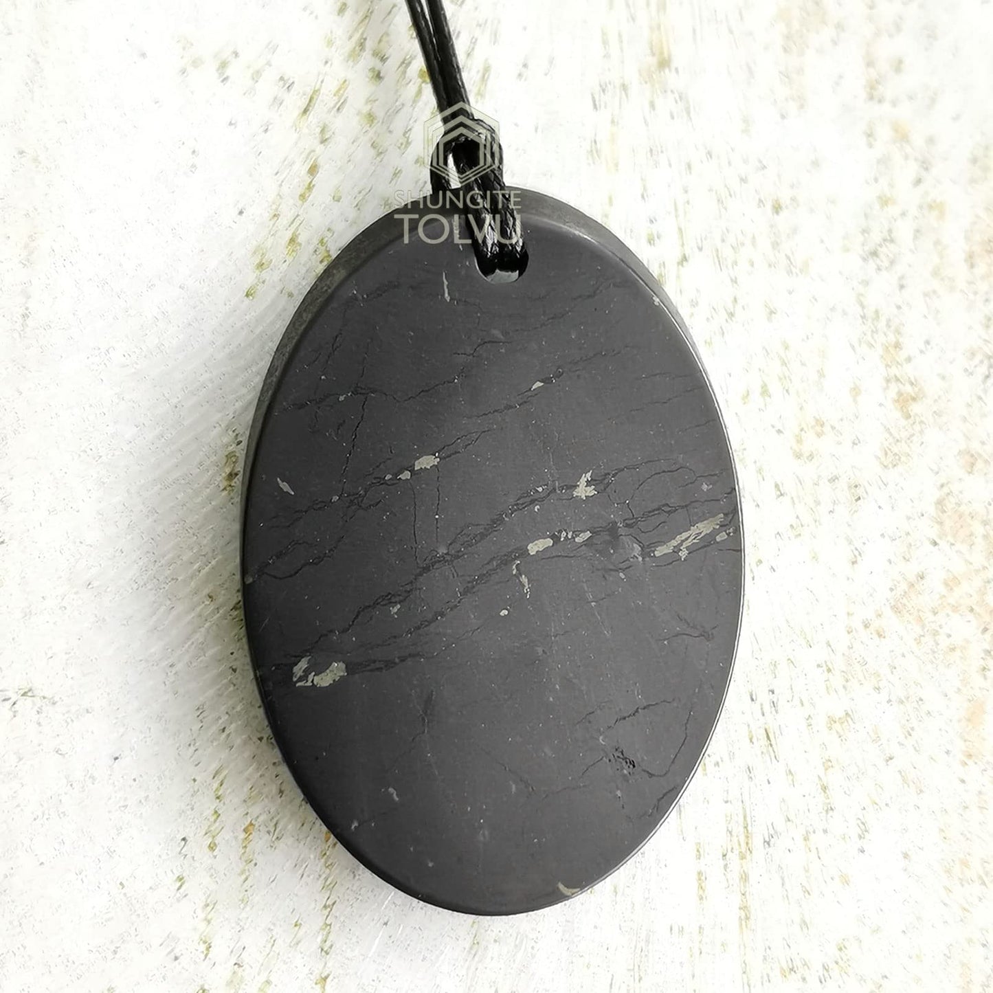 Shungite mineral Pendant "Goodness" - Authentic Russian Shungite black mineral necklace - Handmade - Tolvu