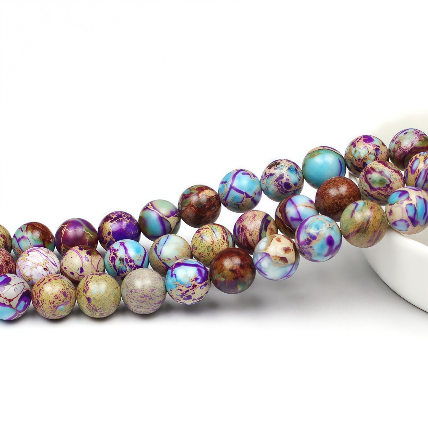 MJDCB 4mm Purple Blue Imperial Jasper Gemstone Beads Round Loose Stone Bead for Jewelry Making Bracelets Necklaces