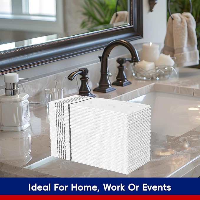400 Pack Paper Dinner Napkins, Absorbent Paper Napkins, Premium Quality Guest Towels, 2-Ply Disposable Hand Towels for Kitchen, Events, Parties or Events (Silver)