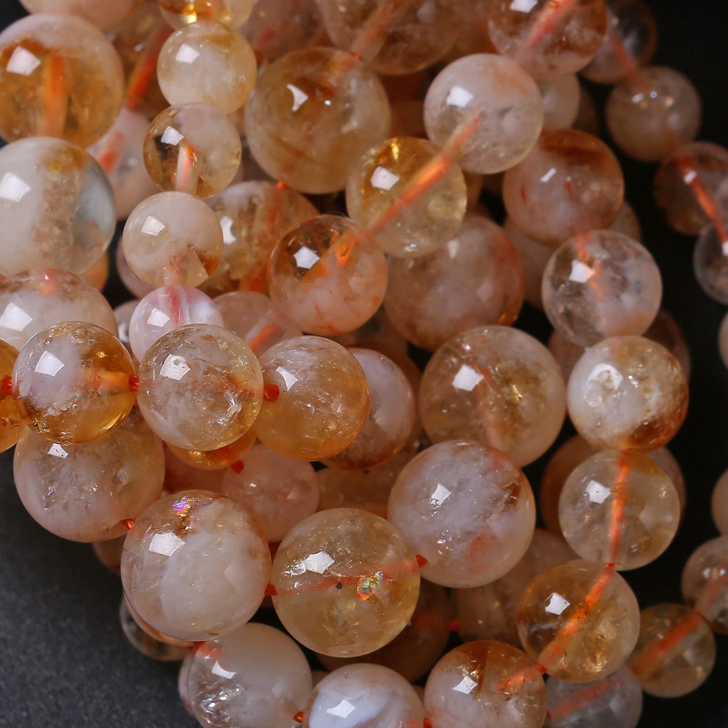 6MM 60PCS Natural Stone Citrine A Grade Quartz Crystal Loose Beads for Jewelry Making DIY Bracelet Necklace 1 Strand 15’’