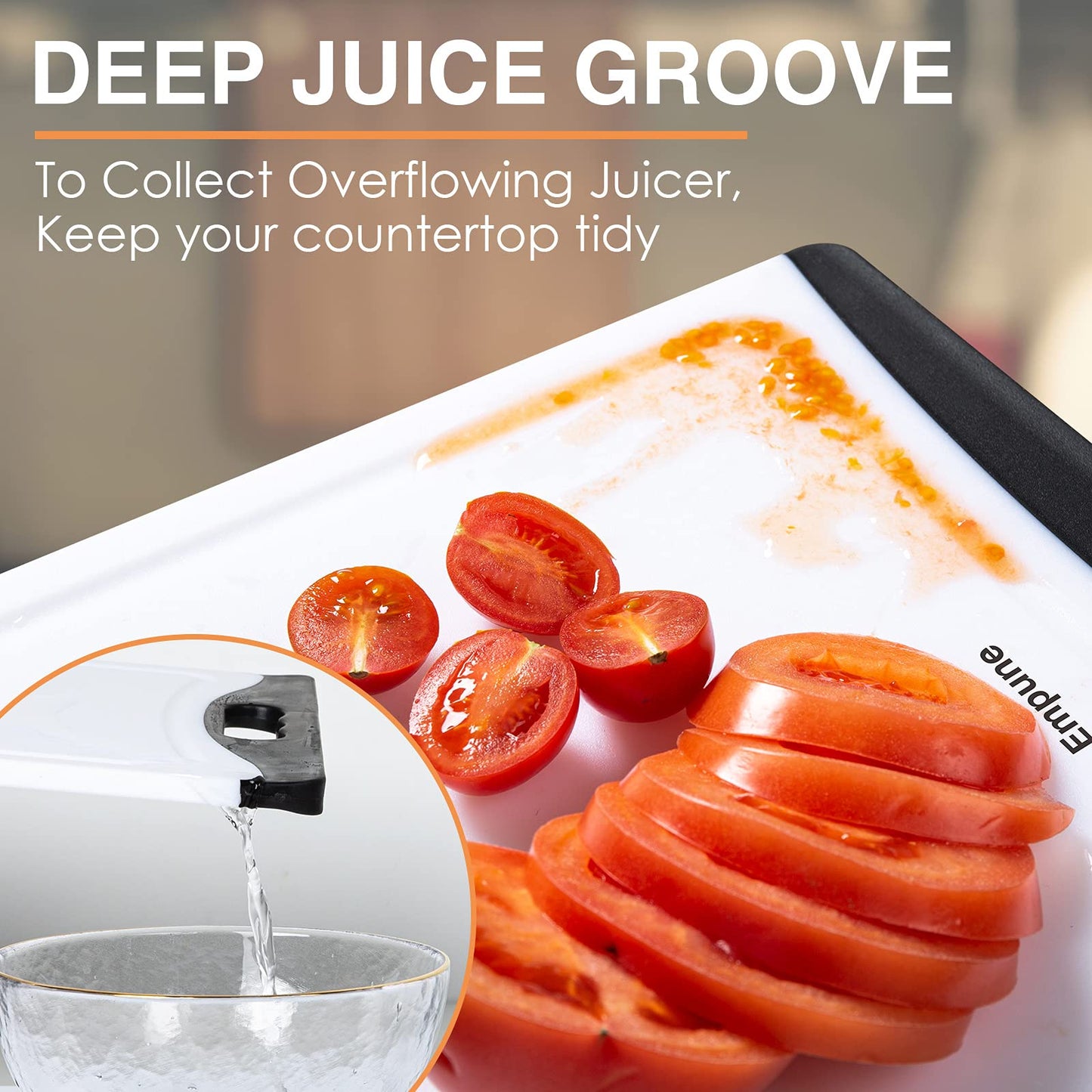 Empune Extra Large Cutting Boards, Plastic Cutting Boards for Kitchen (Set of 4) Cutting Board Set Dishwasher Safe Chopping Board with Juice Grooves Easy-Grip Handles, Black