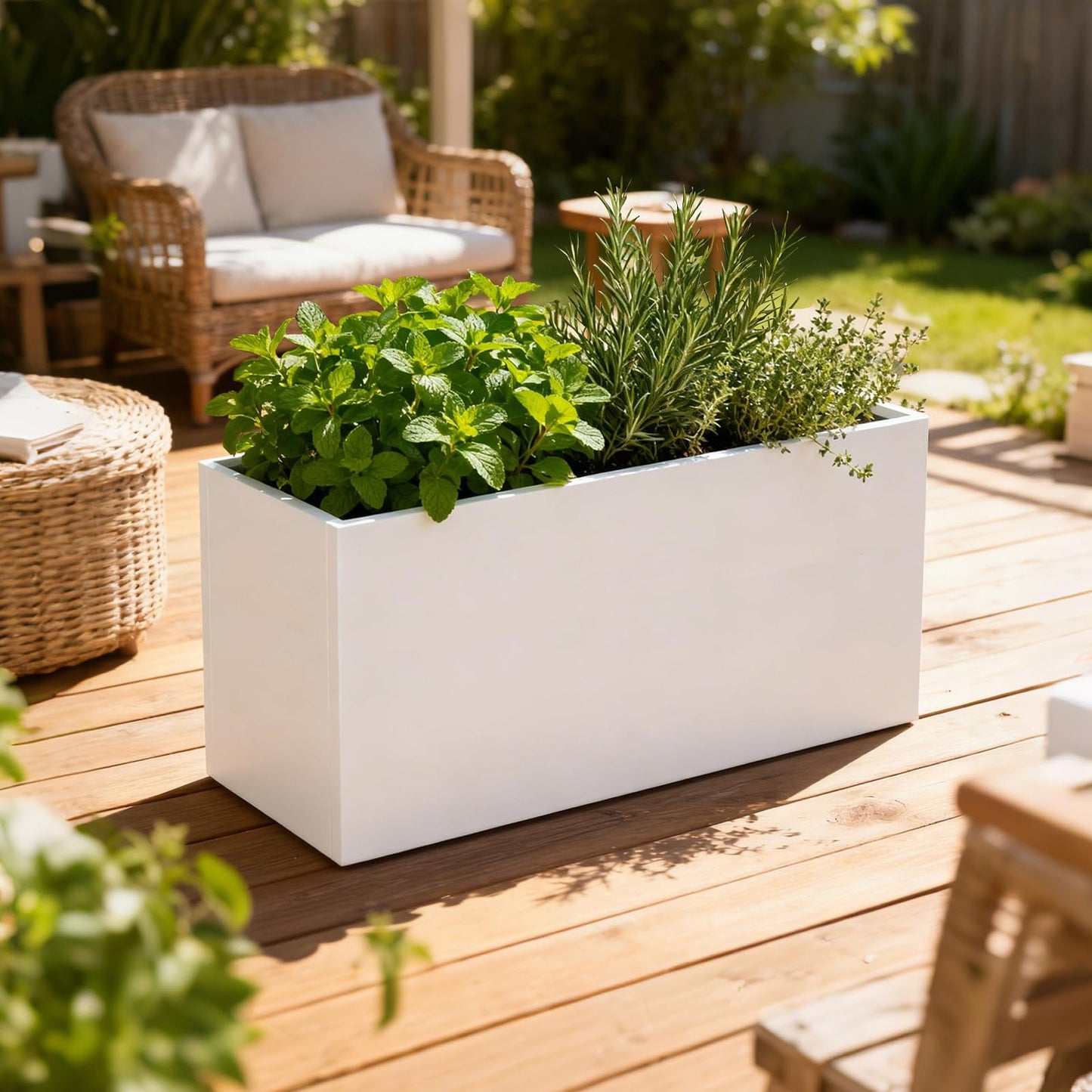 GZGNEEVL Metal Rectangular Planter 36" L x 12" W x 16" H Galvanized Steel Planter Box Rectangle Outdoor Planters Commercial Residential for Patio, Backyard, Garden