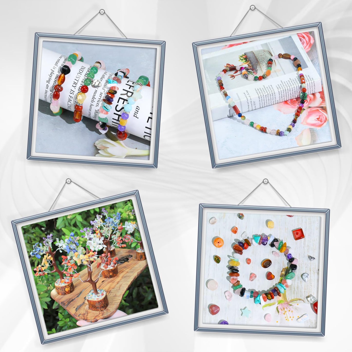 Beads for Jewelry Making, Mixed Bulk Natural Assorted Stone Beads for Crafts Bracelets Earrings Necklace, Semi Precious Gemstone Crystal Assortment Beads for Adults Women (0.5, Pounds)