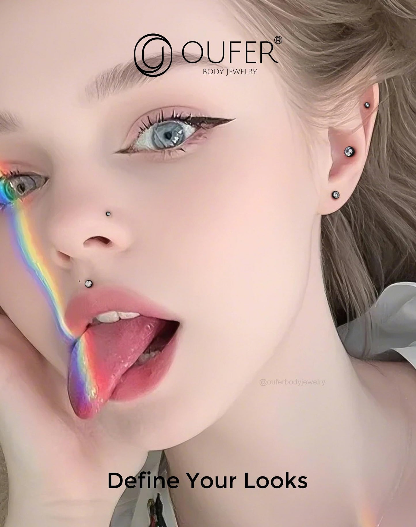 OUFER 2Pcs Nose Studs, 18G G23 Solid Titanium Threadless Nose Earrings Flat Back Tiny CZ 2MM Black Nose Helix Cartilage Piercing Jewelry for Women Men-6MM