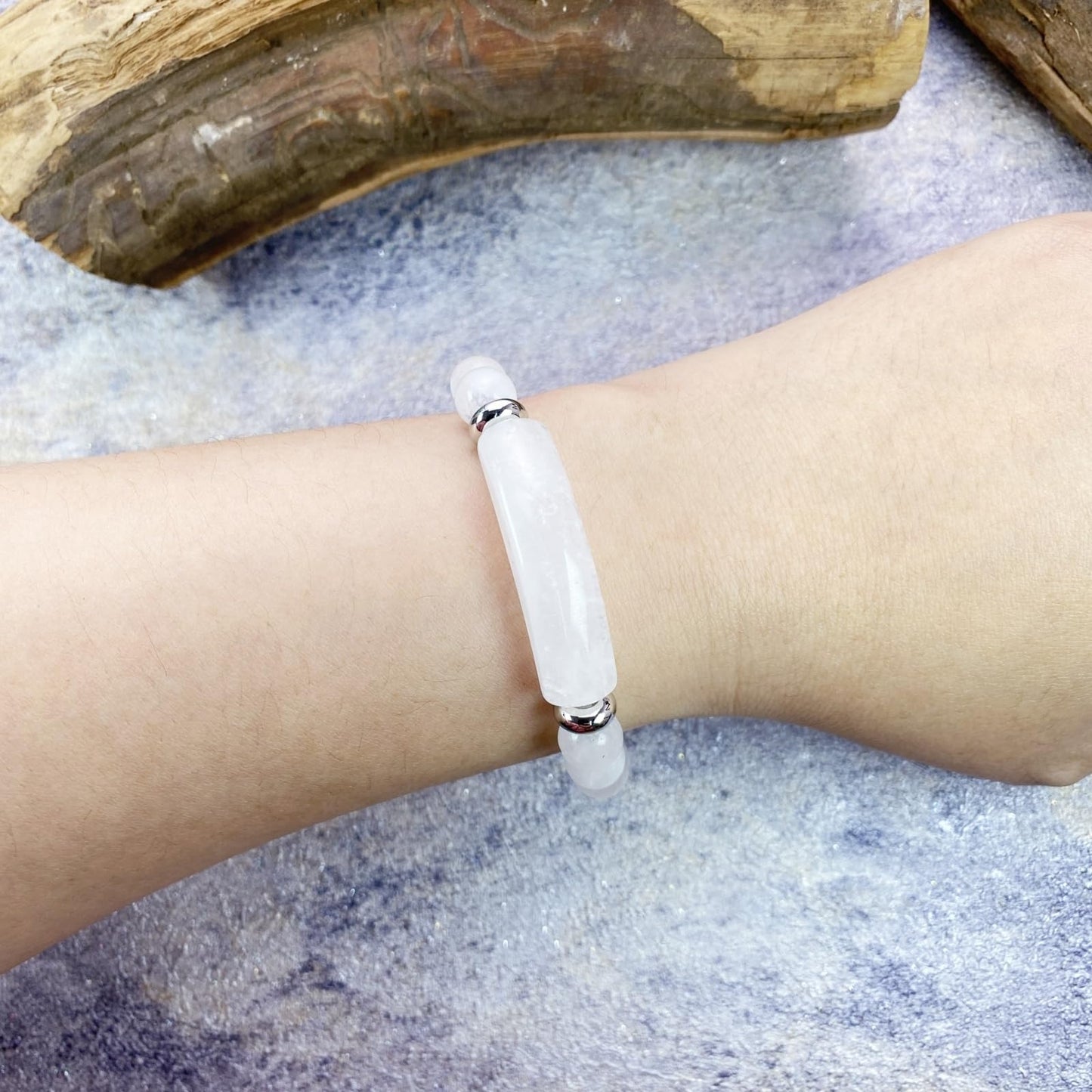 EDEN'S CALL 8mm Healing Crystal Beads Stretch Bracelet Handmade Good Luck Energy Chakra Stone Beaded Bangle, Rock Quartz