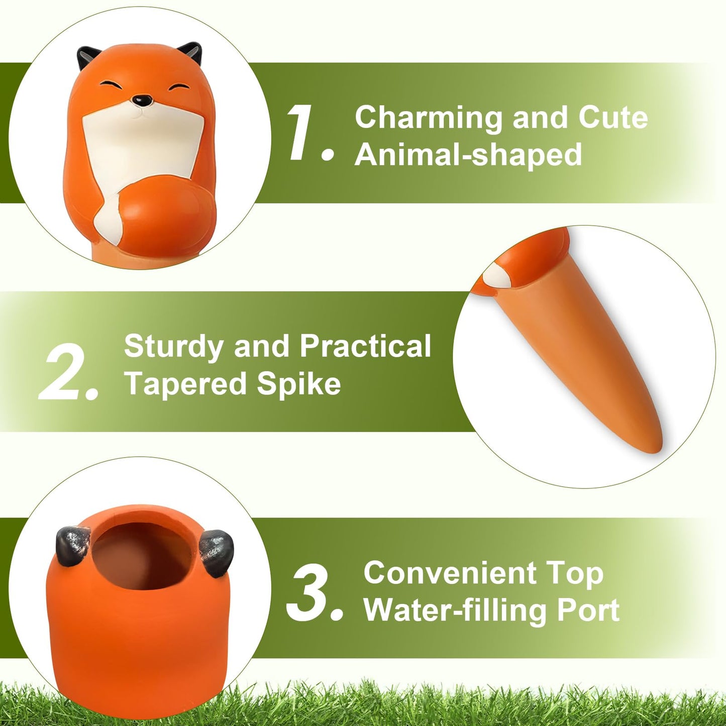 MCleanPin 4 Pack Plant Watering Spikes and Globes Handmade Terracotta Self-Watering Planter Insert Automatic Plant Waterer Devices for Indoor Outdoor Plants (Forest Animals)