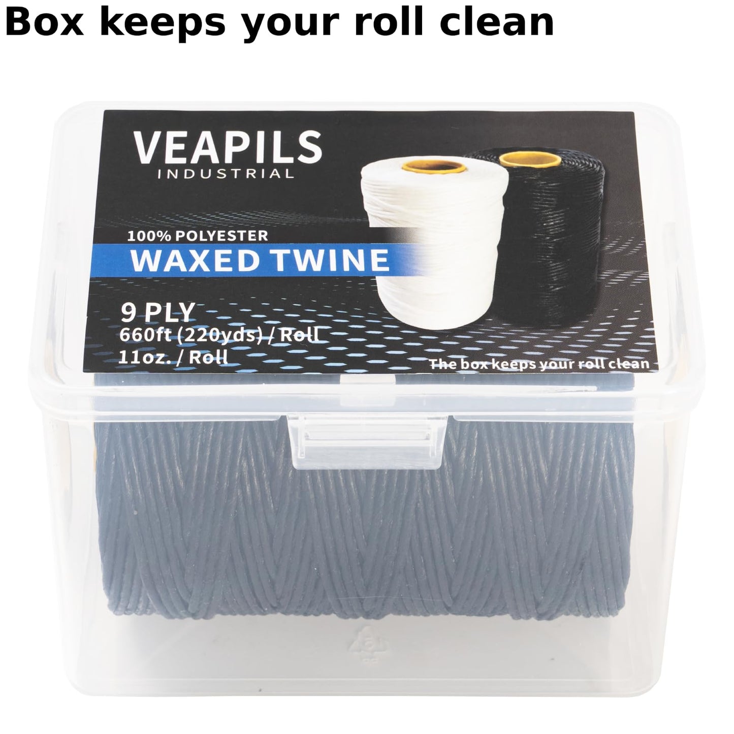 9-Ply Black String Waxed Twine, 660 Feet per Roll Heavy Duty Twine String, Black Cable Tie Down Wax Lacing Cord for Indoor or Outdoor Use,Thick Black Twine Wax String with 160 LBS Tensile Strength (1)