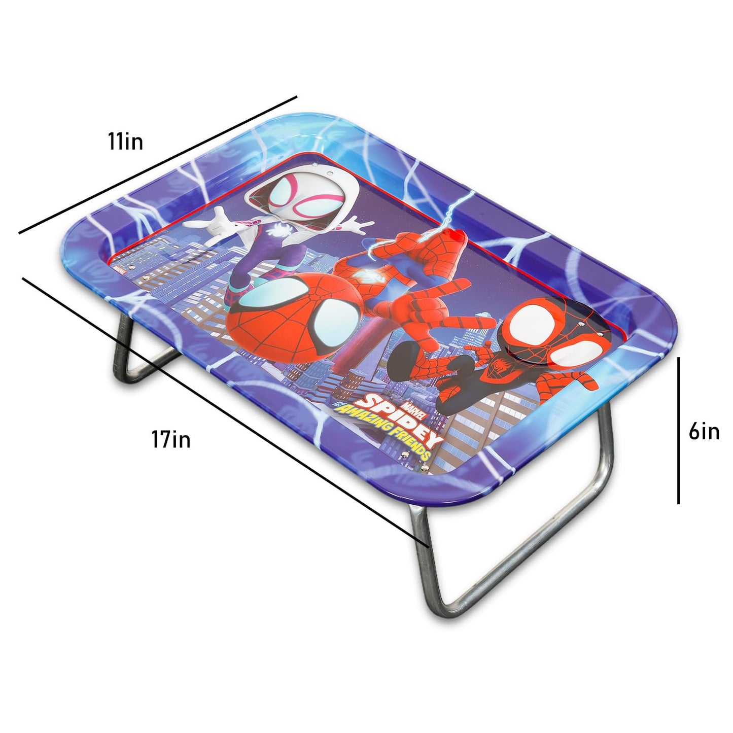 Spidey and His Amazing Friends Lap Desk - Bundle 17" Rectangular Tray with Legs for Eating, Reading, Working Plus Stickers, More | Spiderman Laptop Tray for School, Activities