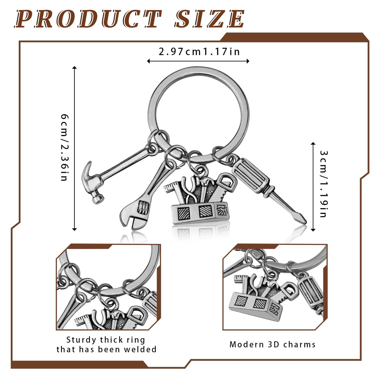 MEDIHOOL 20PCS Tools Keychains, Toolbox Pendant Keychain with Wrench Hammer Screwdriver Charm Gift for Dad & Handymen DIY Enthusiasts