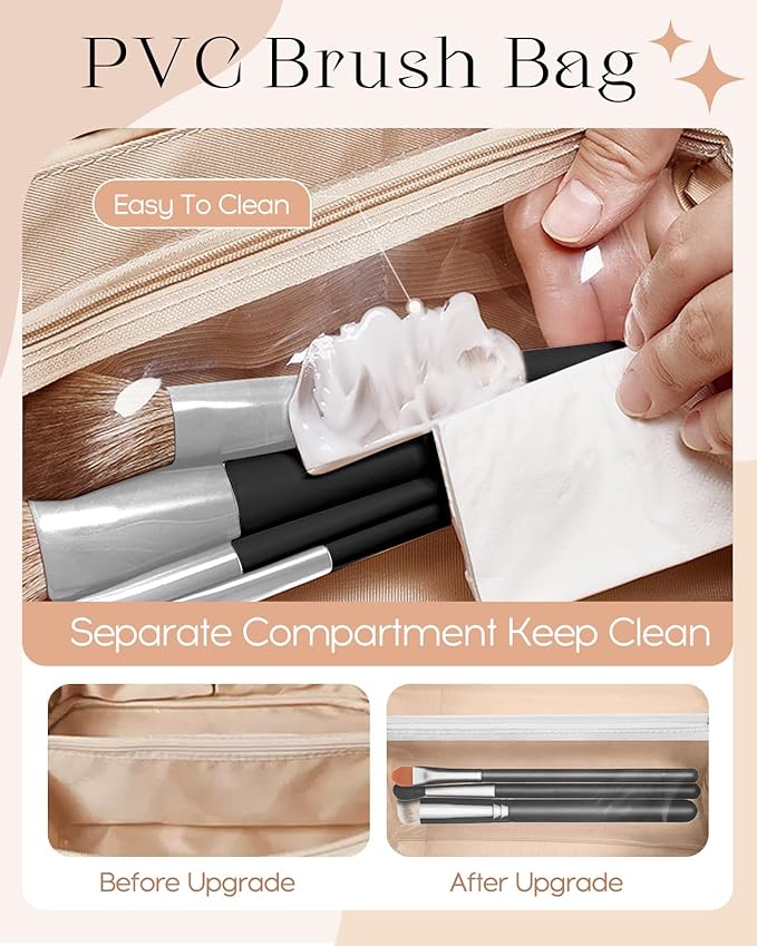 Bistup Makeup Bag Travel Cosmetic Bag Toiletry Make Up Bags Cute Women Large Capacity Big Medium Leather Quote Aesthetic Portable Teen Girls Teenage Foldable Expandable Compact Open Flat Zip