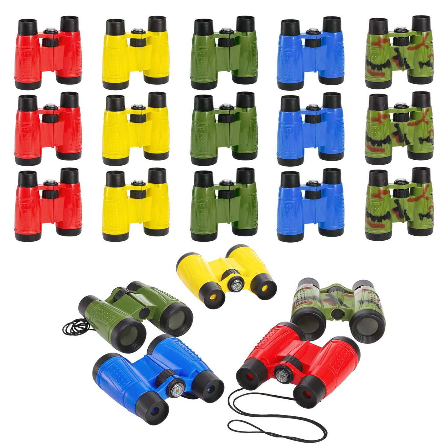 Eorbow 20 Pack Binoculars Toy for Kids, Kids Binoculars with Compass and Neck String, Nature Exploration Toys, Party Favors Learning Gifts for Sightseeing, Camping Adventure, Birdwatching