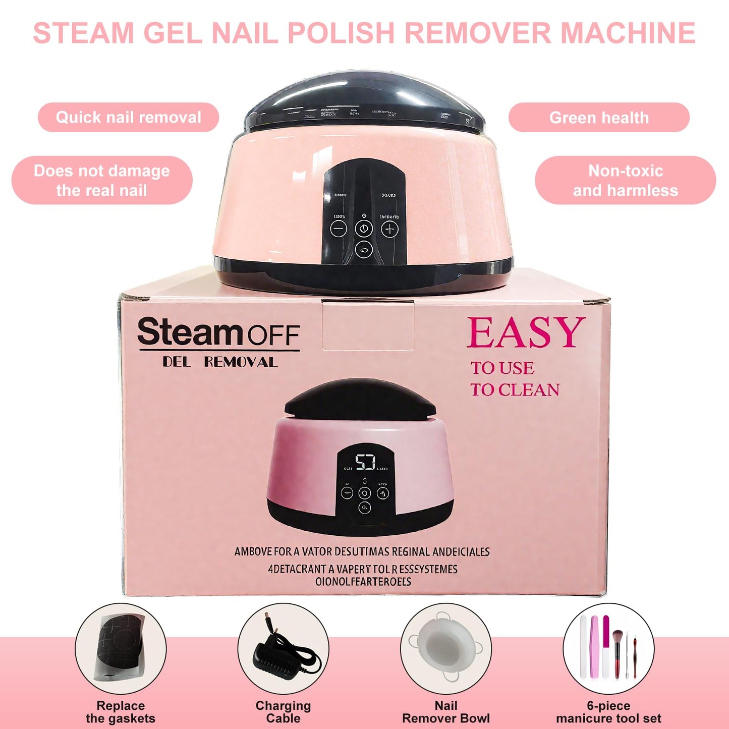 Nail Soaking Bowl Adjustable Temperature, Electric Soak off Machine Removes Nail Polish,Cut the Soaking Time in Half Manicure Bowl for Salon Home