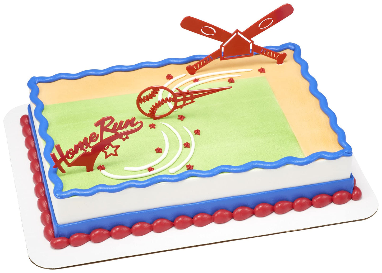 DecoSet® Home Run Baseball Set Cake Topper, Cake Decoration For Birthdays or Team Celebrations, Baseball Bats, Ball, and Home Run Cake Pics, 3 Piece Set