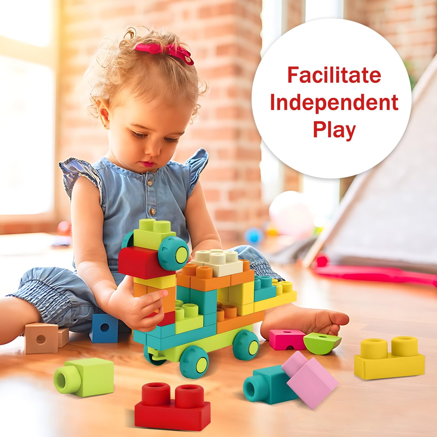 ROHSCE Soft Building Blocks & Sensory Balls Bundle – STEM Montessori Stacking Toys, Rubber Blocks 42PCS with Storage Bag (12-18M), Sensory Balls for Babies 6–12M & Toddlers 1–3, Teething Gift