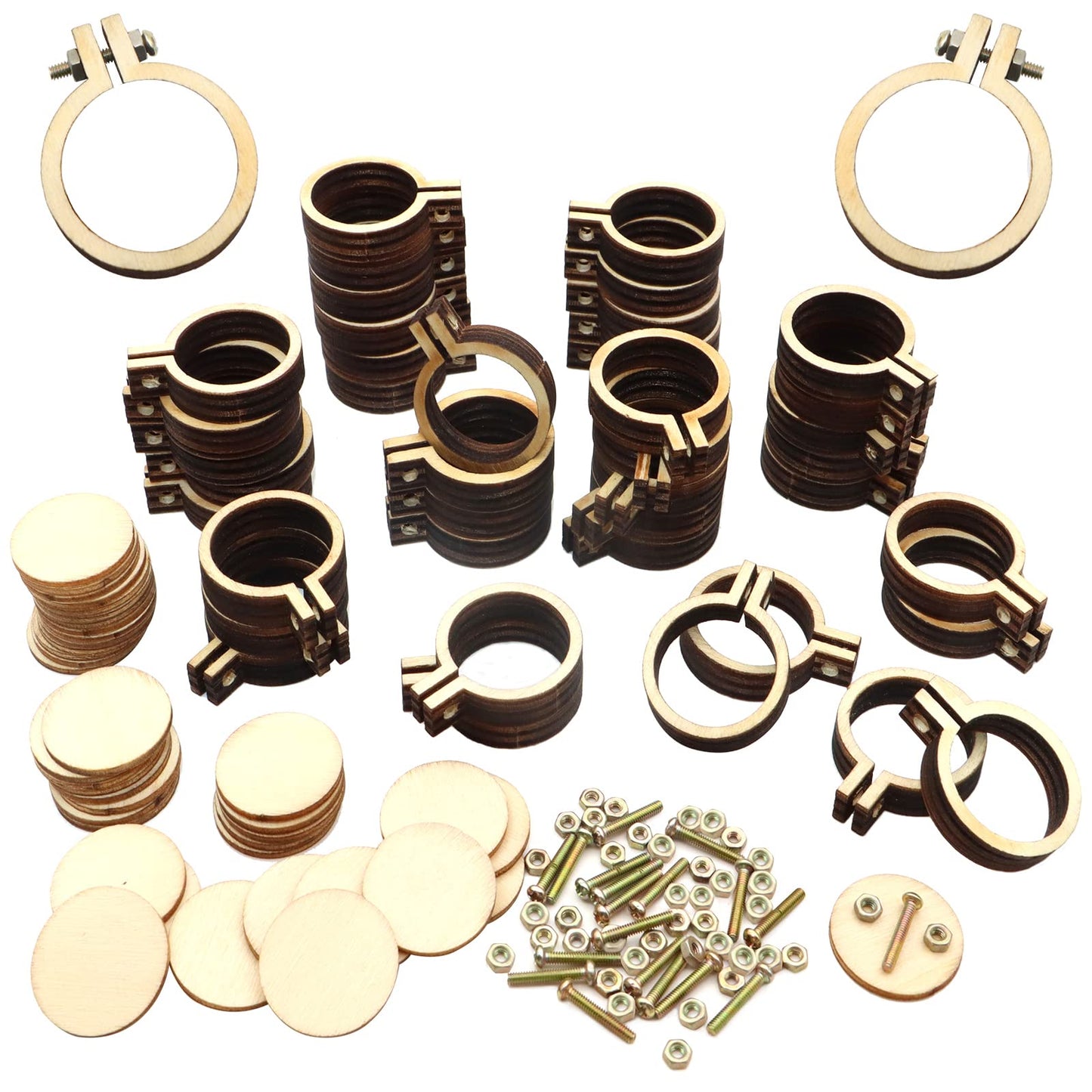 ZOCONE 40 Packs Mini Embroidery Hoops, Small Ring Tiny Embroidery Hoops, Round Wood Hoops for DIY Pendant Embroidery Necklace Jewelry Pendant and Keychain