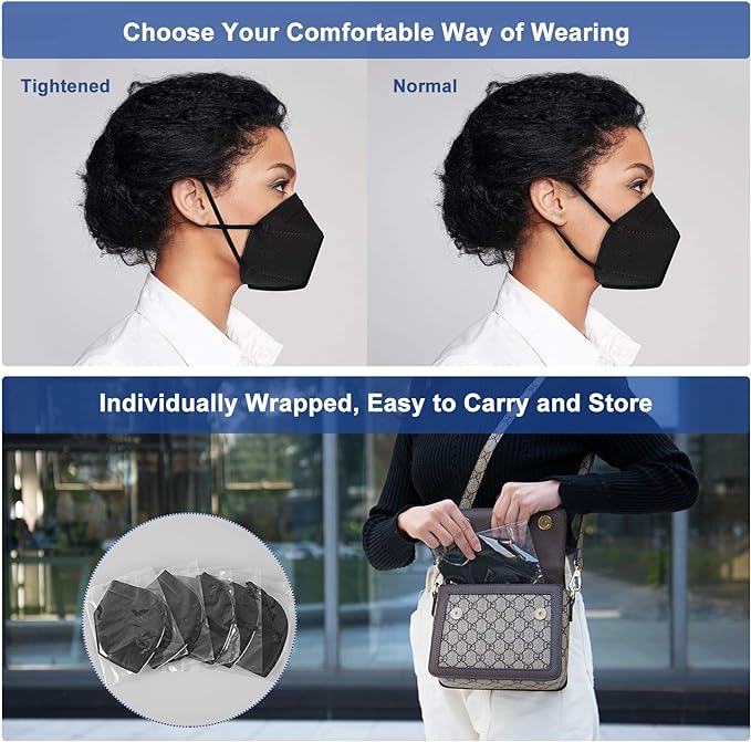 BLScode KN95 Face Mask 60 Pack,Individually Wrapped 5-Layer face Masks,Filter Efficiency≥95%