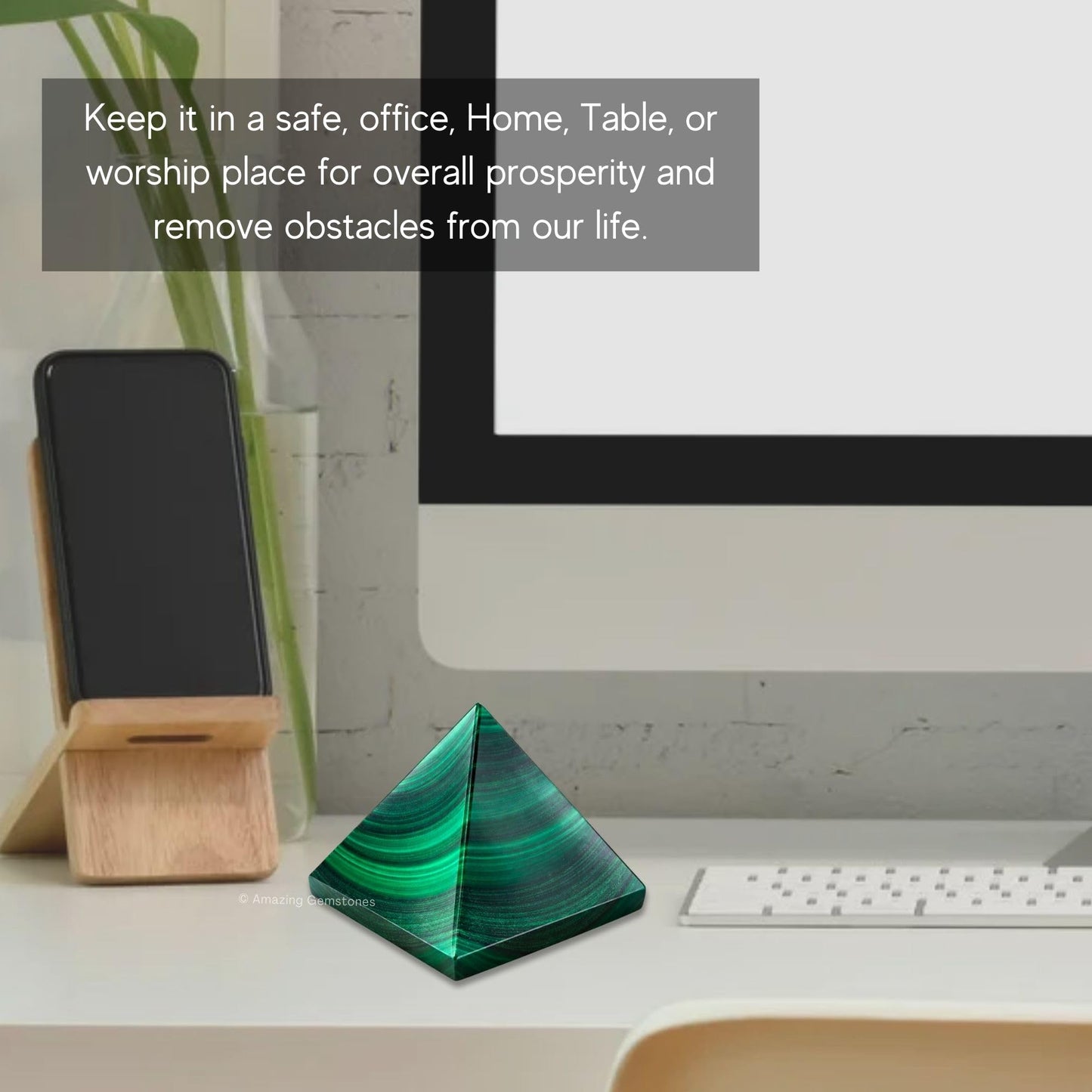 Amazing Gemstone Malachite Pyramid Crystal Healing Stones - 1.5" Great Pyramid Figurine of Natural Stone Pyramid for Meditation, Reiki, Chakra Balancing and Crystal Pyramids Grid